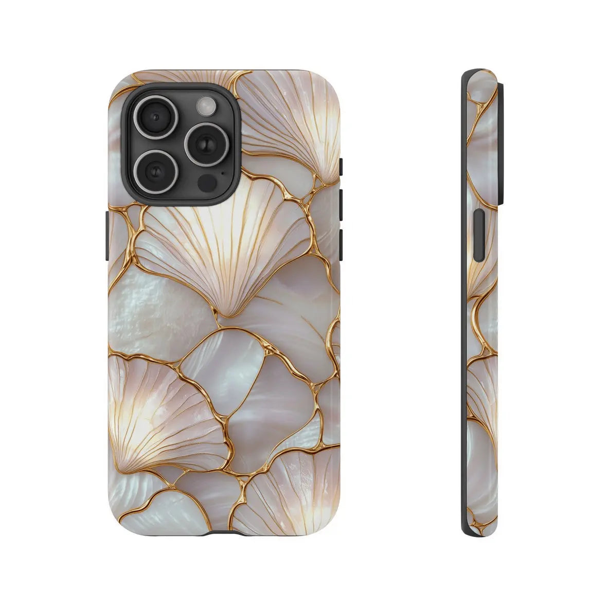Stained Flat Printing Seashell Phone Case - Faux Mosaic Coastal Design, Shockproof Ultra Slim Protective Cover for iPhone 16/15/14/13/12 Pro Max and Samsung S23/S24/S25/S26