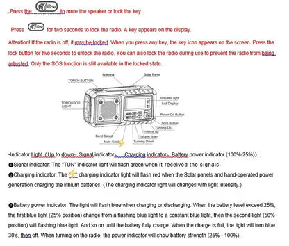 5000mAh Portable Emergency Solar Power Radio Hand Crank Charging AM/FM SW multi BAND Radio Led Reading Flashlight Power Bank