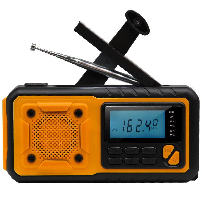 5000mAh Portable Emergency Solar Power Radio Hand Crank Charging AM/FM SW multi BAND Radio Led Reading Flashlight Power Bank