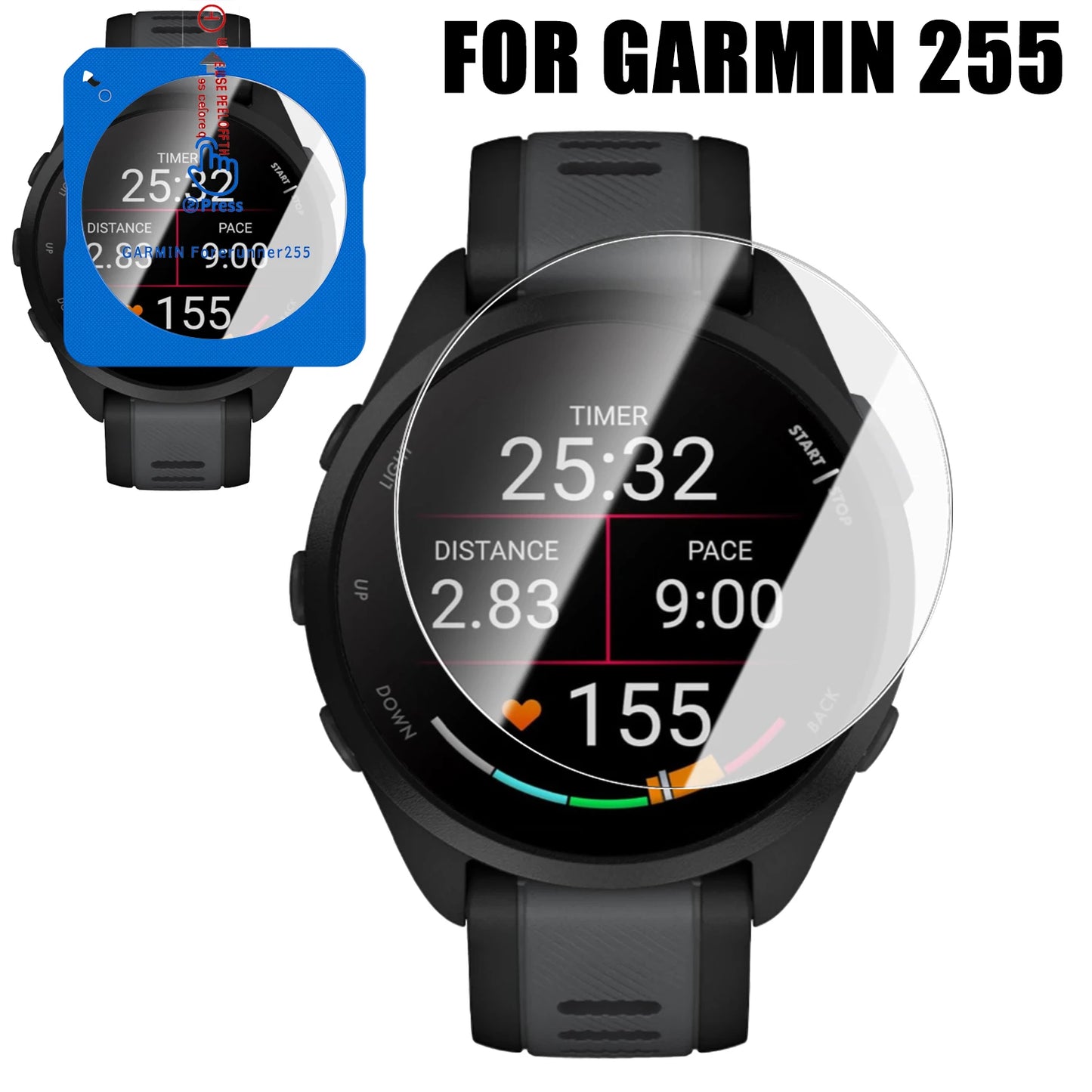 1-4Pcs Tempered Glass for Garmin Forerunner 255 955 165 Screen Protector with Positioning Kit Quick Installation for Garmin 255