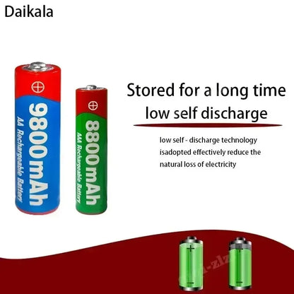 USB Charger + 1.5V AA 9800mAh AAA 8800mAh Alkaline Batteries Kit for Camera Toys MP3 MP4 Player and Devices
