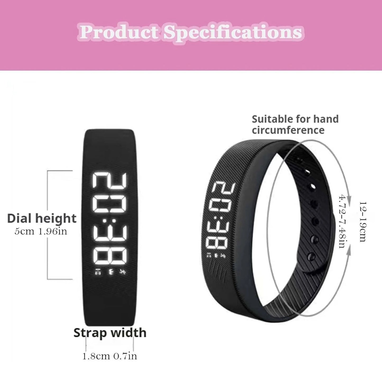 Vibrating Alarm Wristband Waterproof Silent Wrist Shock Bands with Step Counter Pedometer for Heavy Sleepers Men & Women
