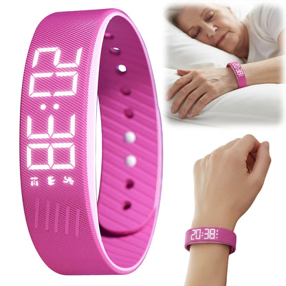 Vibrating Alarm Wristband Waterproof Silent Wrist Shock Bands with Step Counter Pedometer for Heavy Sleepers Men & Women