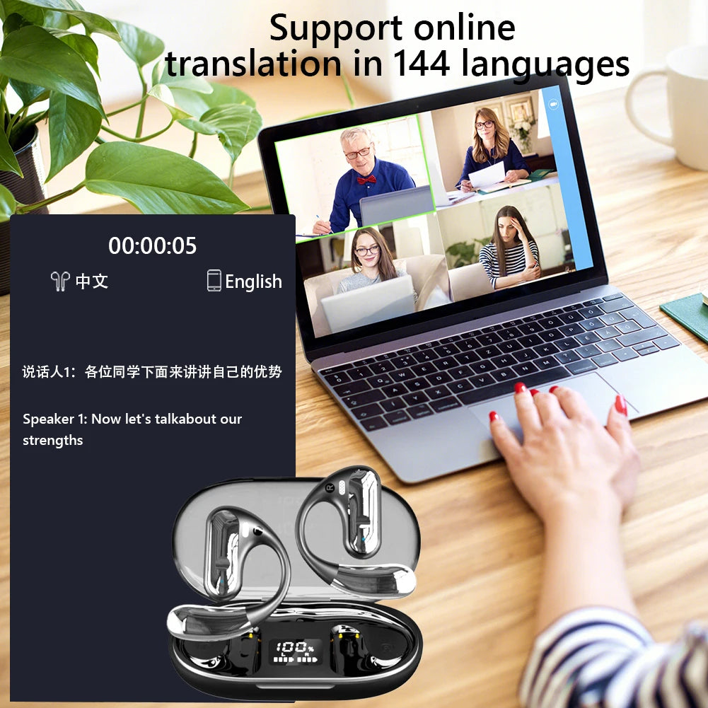 YYK-Q28 144 Languages AI Translator Earbuds Bluetooth 5.3 Headset Instant Translator Smart Voice Real Time Translation Earphones