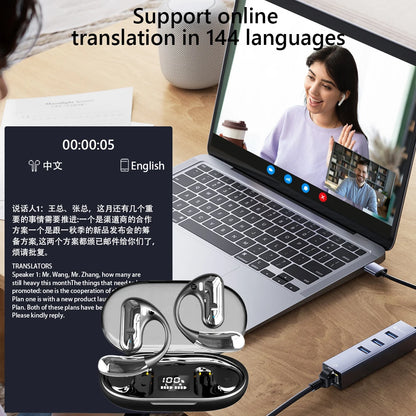 YYK-Q28 144 Languages AI Translator Earbuds Bluetooth 5.3 Headset Instant Translator Smart Voice Real Time Translation Earphones