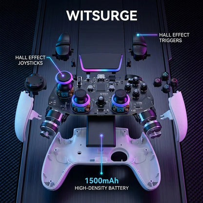 WITSURGE PS5 Controller Wireless Gamepad Hall Effect Joystick RGB Light 6-Axis Gyro Dual Motor Vibration for PlayStation 5 PC Mo
