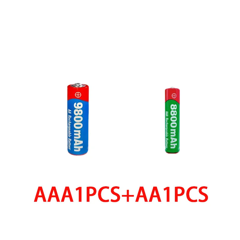 USB Charger + 1.5V AA 9800mAh AAA 8800mAh Alkaline Batteries Kit for Camera Toys MP3 MP4 Player and Devices
