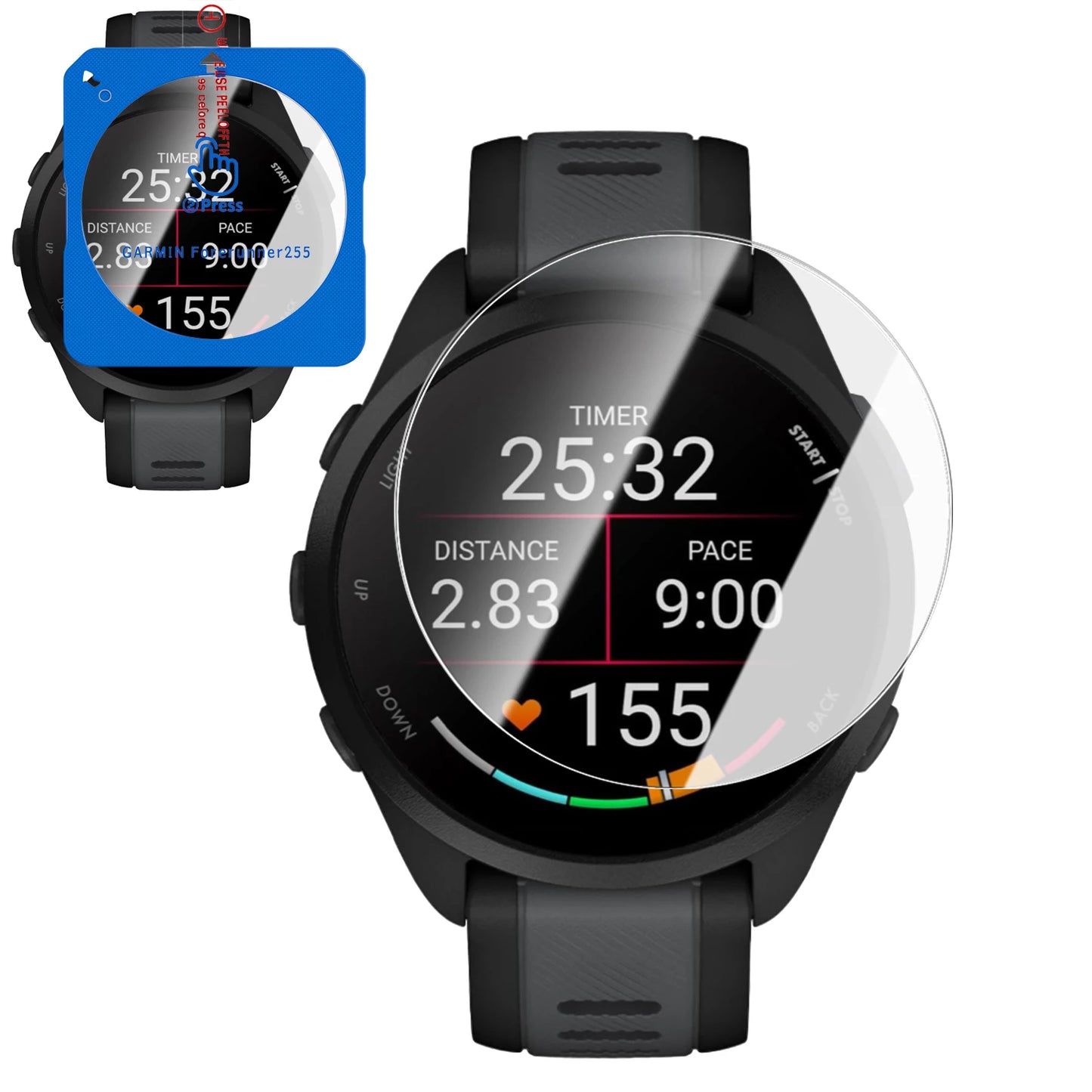 1-4Pcs Tempered Glass for Garmin Forerunner 255 955 165 Screen Protector with Positioning Kit Quick Installation for Garmin 255