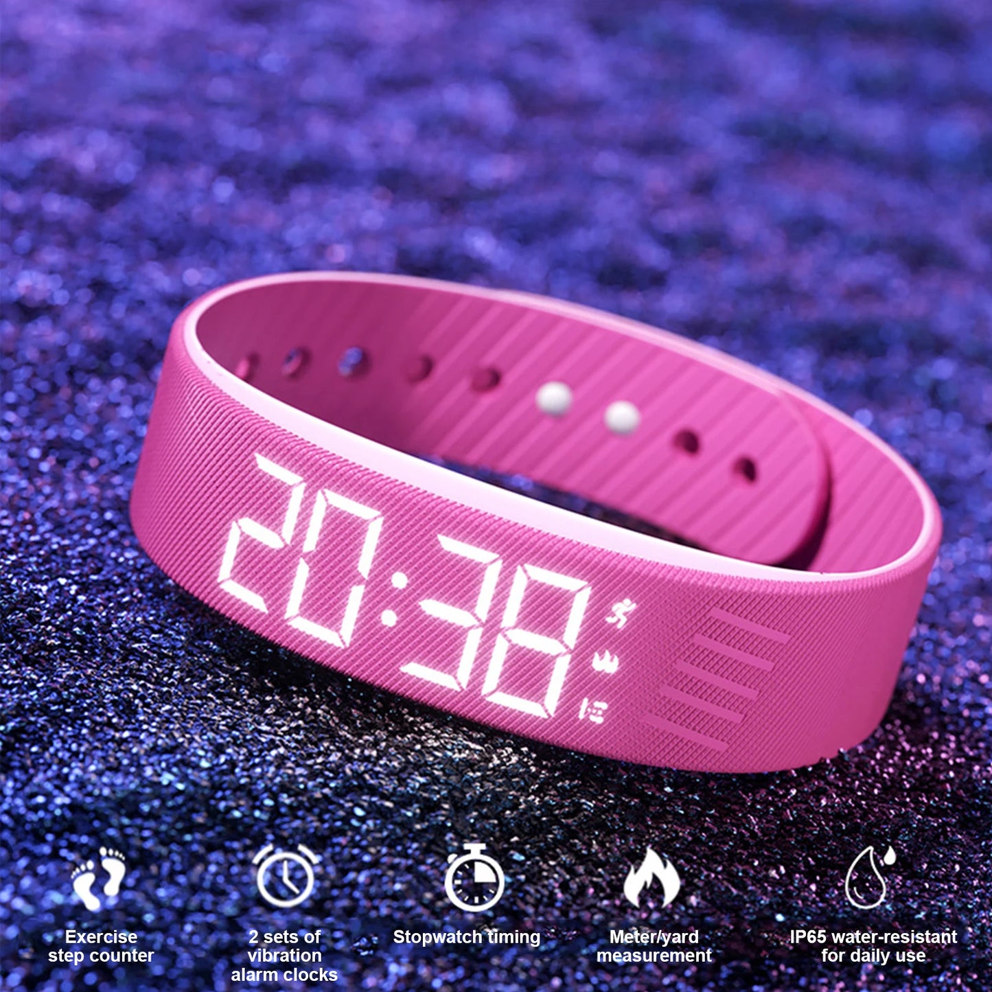 Vibrating Alarm Wristband Waterproof Silent Wrist Shock Bands with Step Counter Pedometer for Heavy Sleepers Men & Women