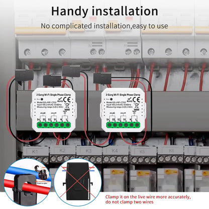 Tuya Smart WiFi Energy Meter Current Transformer Clamp Monitor 1CH 2CH 80A Solar PV System Power Production Consumption Monitor