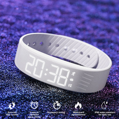 Vibrating Alarm Wristband Waterproof Silent Wrist Shock Bands with Step Counter Pedometer for Heavy Sleepers Men & Women
