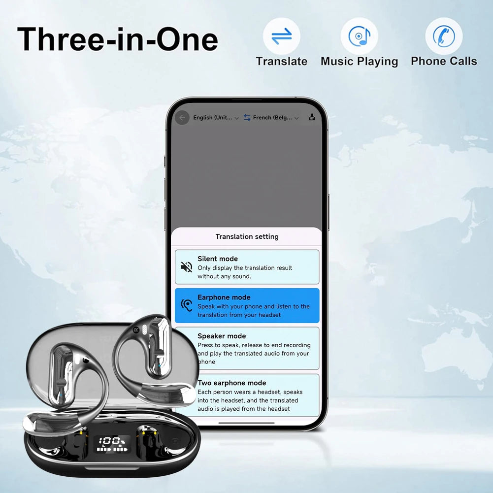 YYK-Q28 144 Languages AI Translator Earbuds Bluetooth 5.3 Headset Instant Translator Smart Voice Real Time Translation Earphones