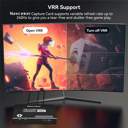 Navceker 4K 60FPS HDMI Video Capture Card USB C 3.2 Grabber Live Streaming 2K 120Fps Game Recording for PS5 Xbox Switch Camera