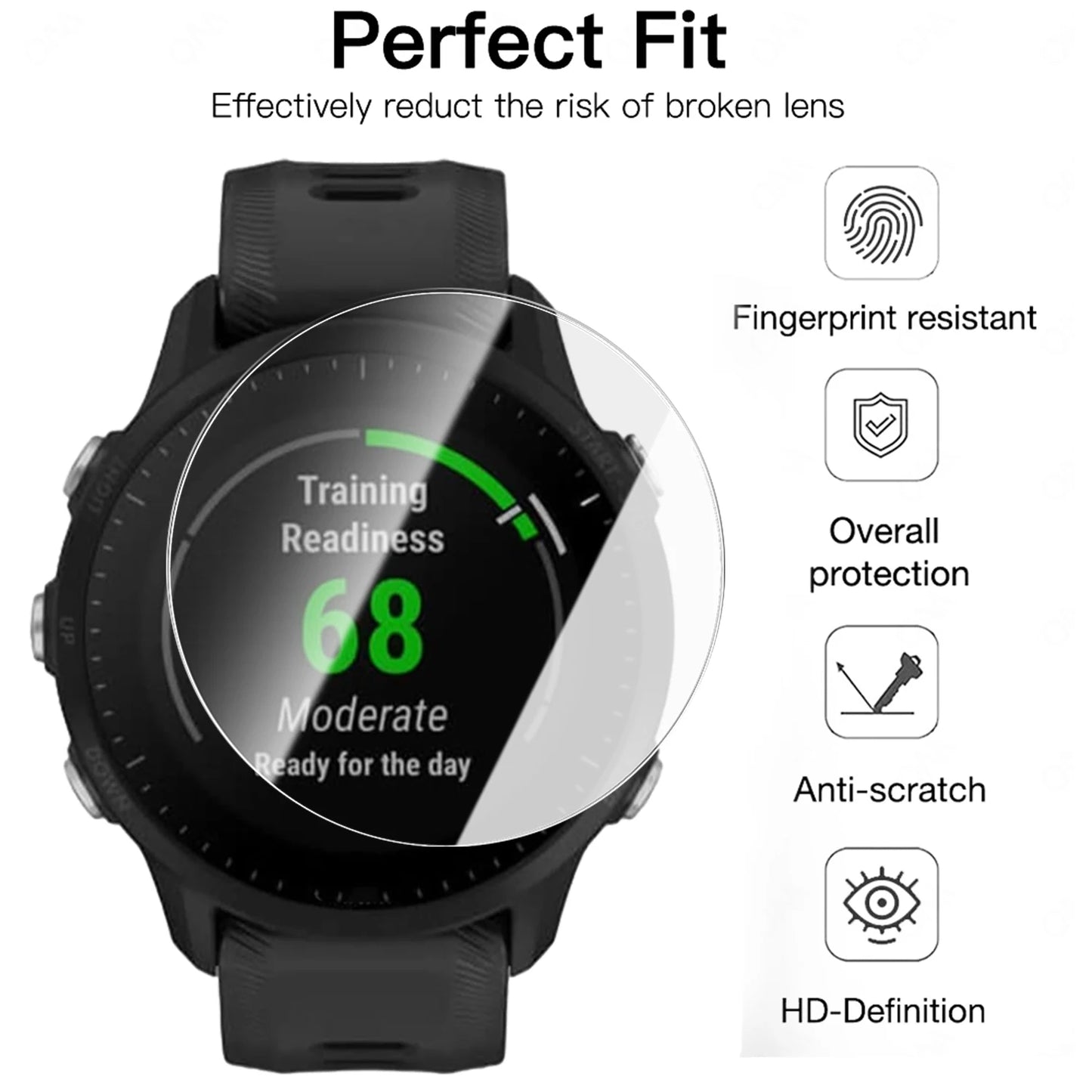 1-4Pcs Tempered Glass for Garmin Forerunner 255 955 165 Screen Protector with Positioning Kit Quick Installation for Garmin 255