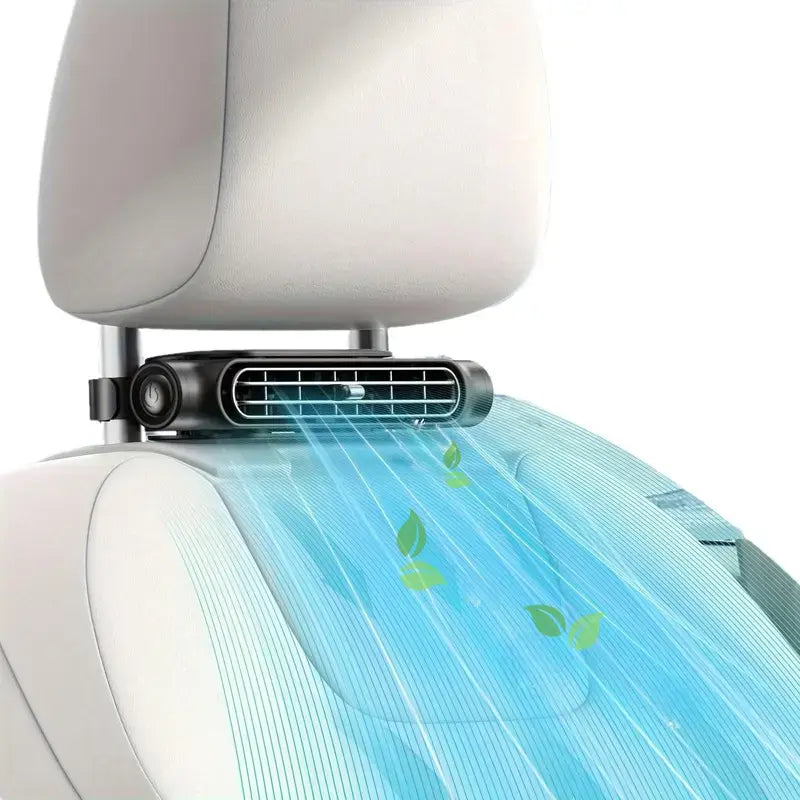 Car Seat Velcro Fan with 3 Adjustable Speeds, 3000mAh Built-In Battery, USB Charging - Ideal for Cars, Golf Carts, and RV Travel